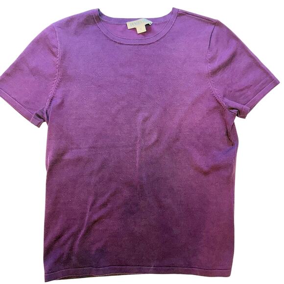 Pendleton Silk Blend Knit Tee Shirt Women's XS Blue & Purple Short Sleeve - Picture 2 of 10